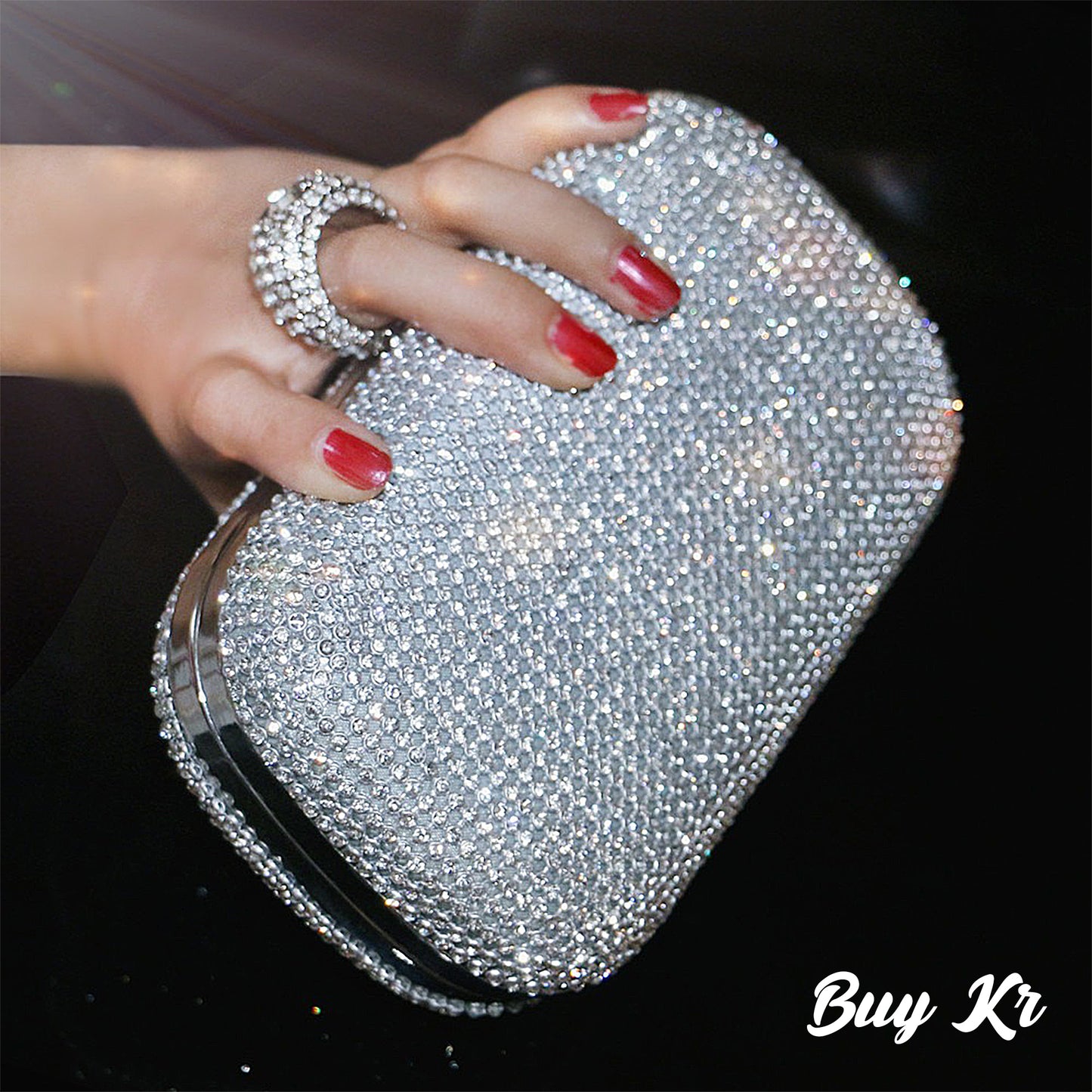 Golden , Black Silver Bridal Clutch