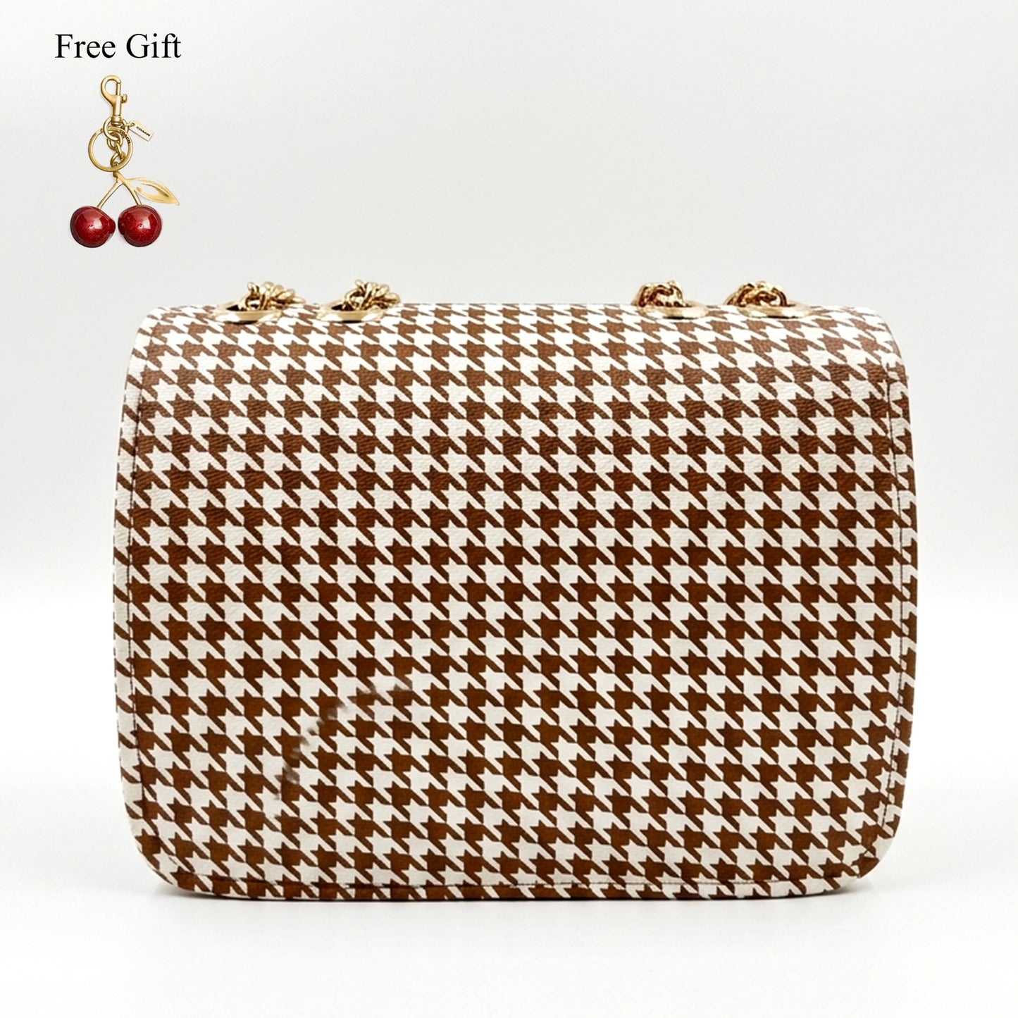 Houndstooth Chain Shoulder Bag – Free Cherry Keychain
