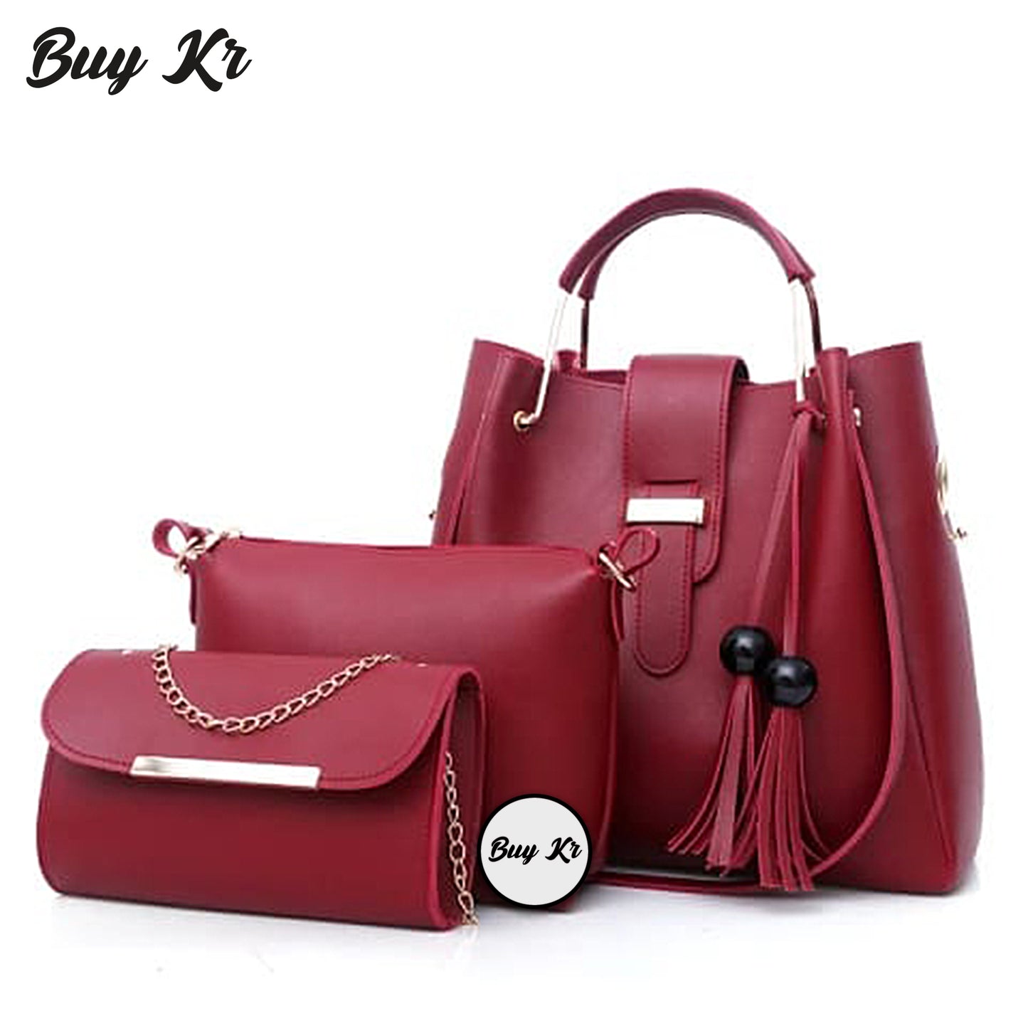 3 PIECE MAROON HANDBAG