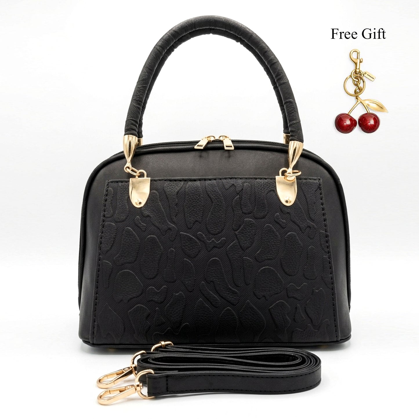 Embossed Dome Satchel – Free Cherry Keychain Included