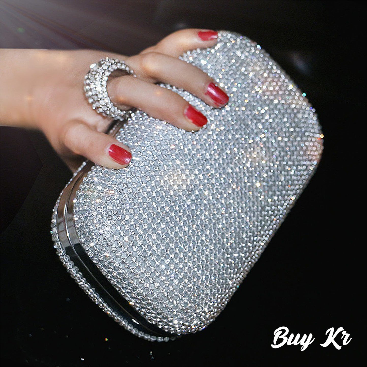 Silver Wedding Clutch Bags Diamond-Studded Evening Bag With Chain Shoulder Bag