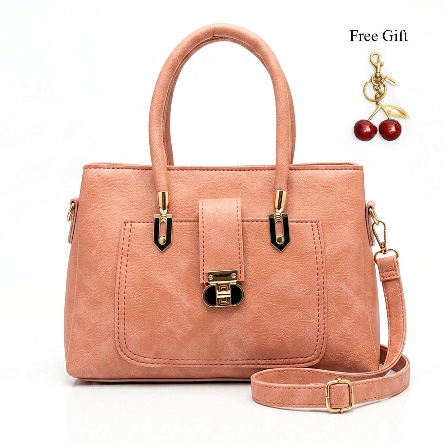 Quilted Lock Satchel – Free Cherry Keychain Included