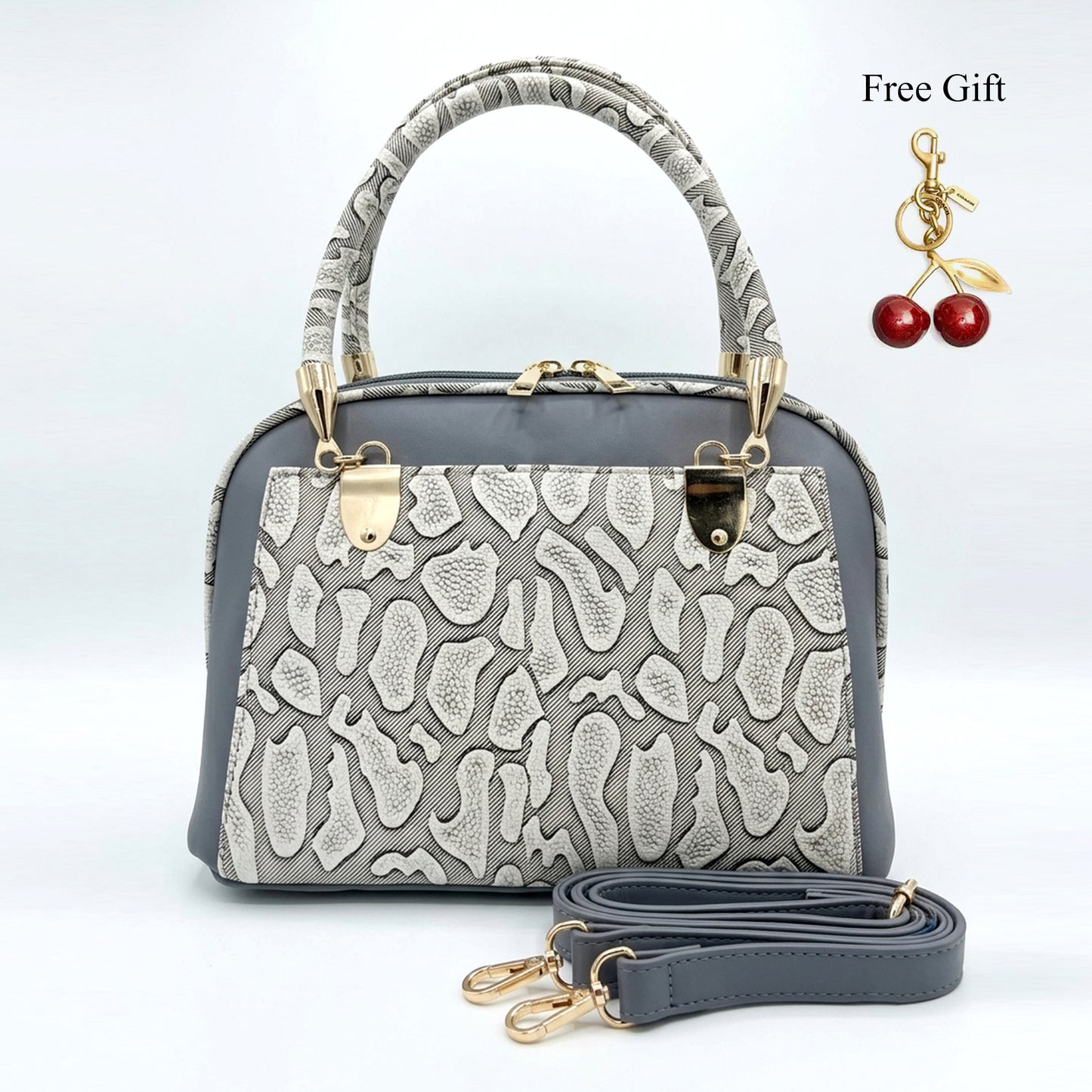 Embossed Dome Satchel – Free Cherry Keychain Included