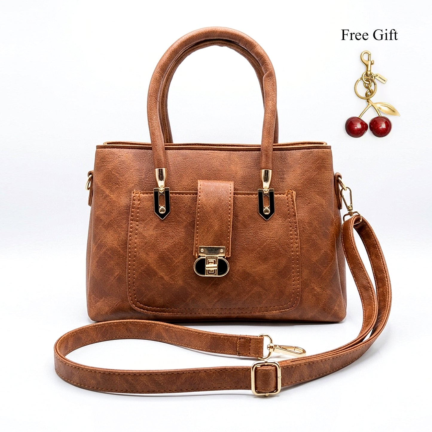 Quilted Lock Satchel – Free Cherry Keychain Included