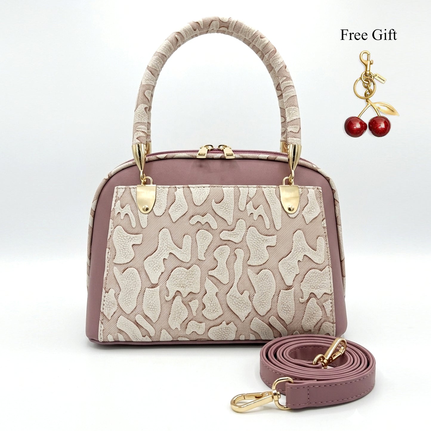 Embossed Dome Satchel – Free Cherry Keychain Included