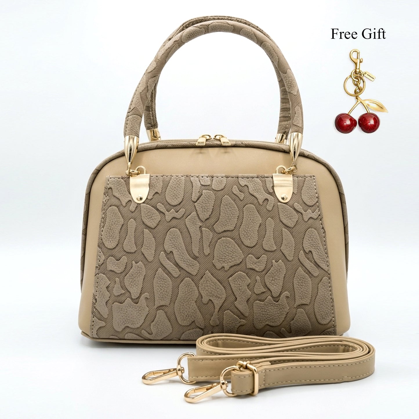 Embossed Dome Satchel – Free Cherry Keychain Included