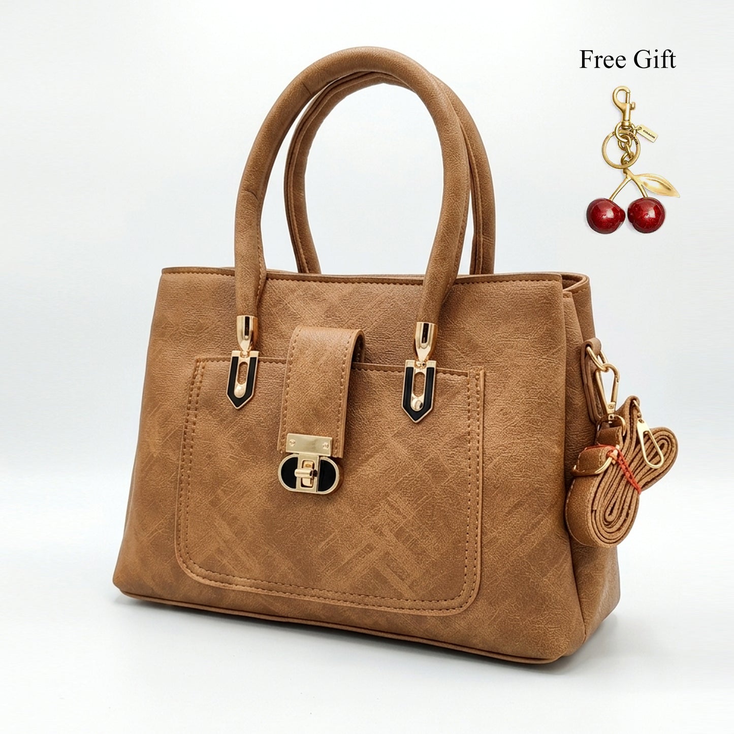 Quilted Lock Satchel – Free Cherry Keychain Included