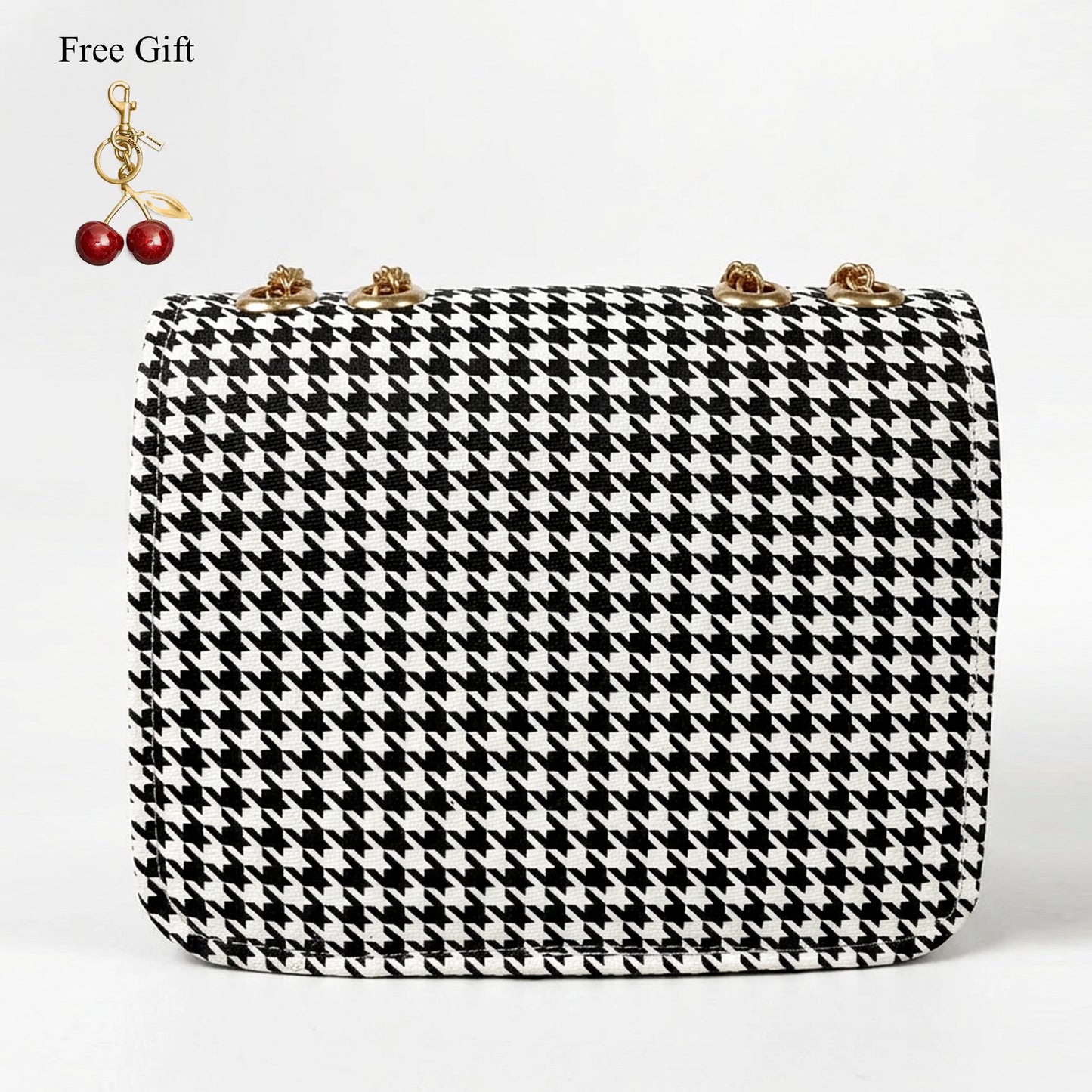 Houndstooth Chain Shoulder Bag – Free Cherry Keychain