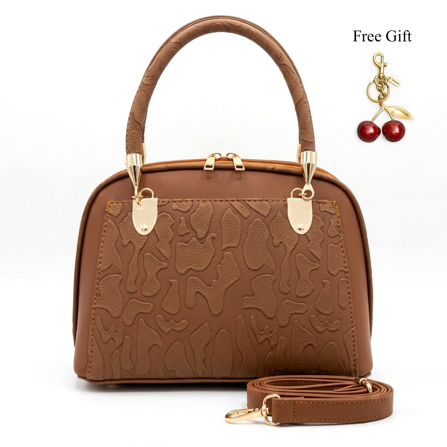 Embossed Dome Satchel – Free Cherry Keychain Included