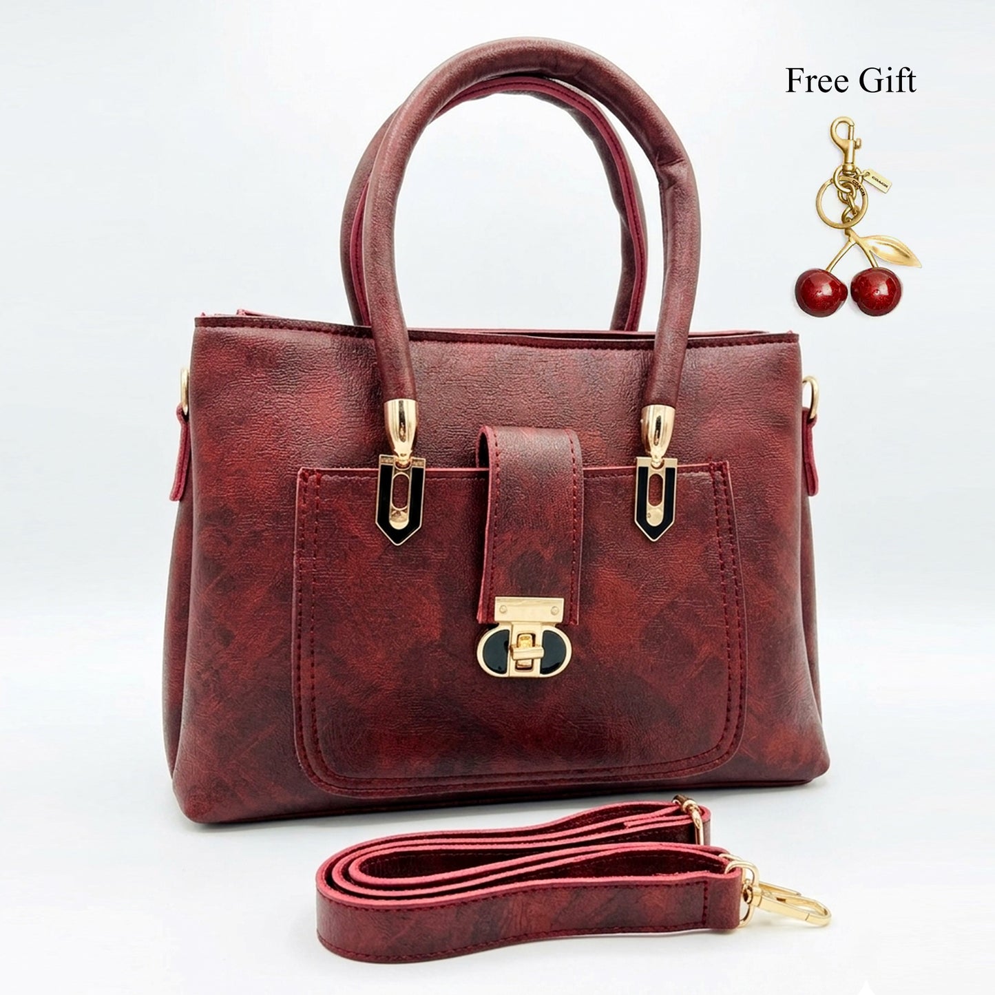 Quilted Lock Satchel – Free Cherry Keychain Included