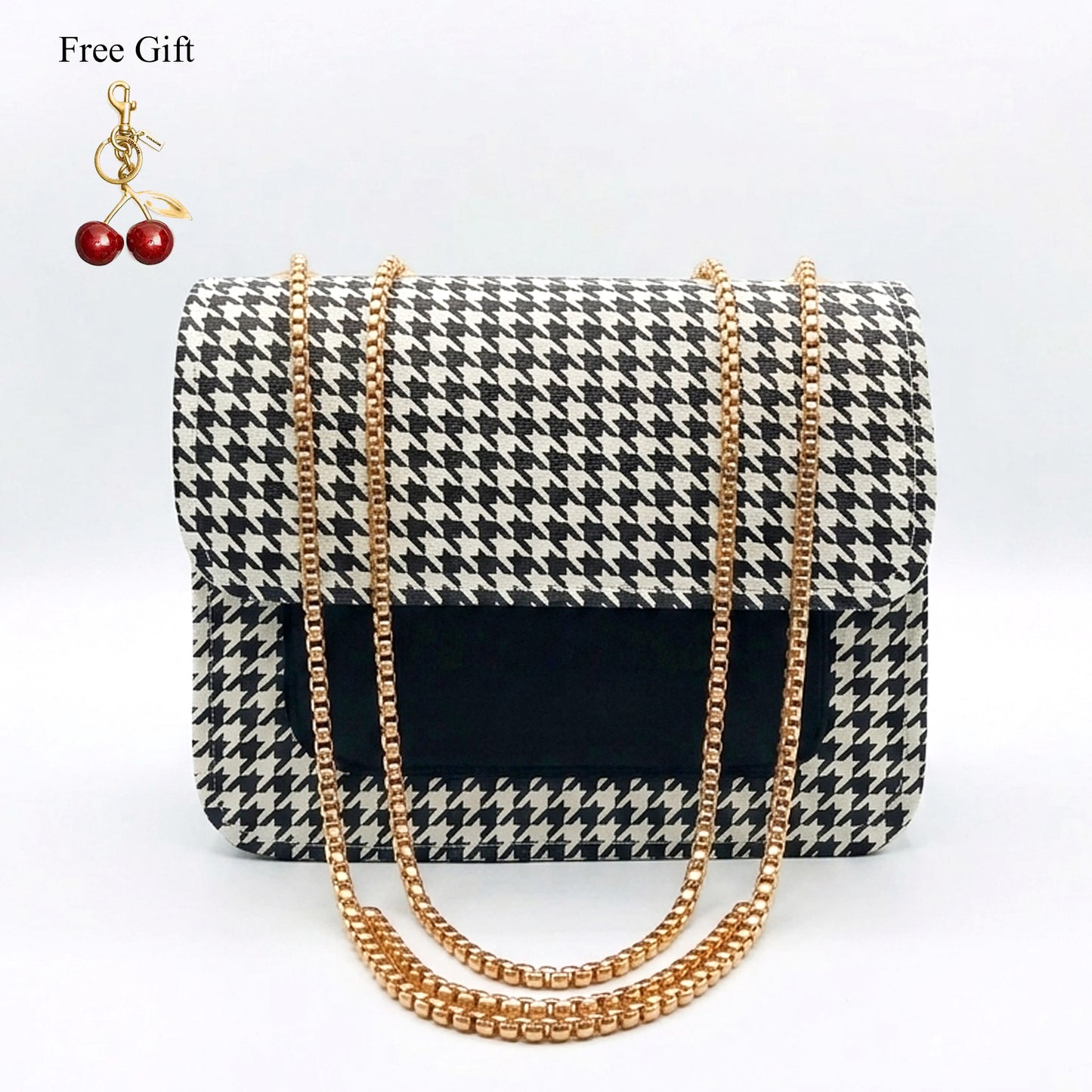 Houndstooth Chain Shoulder Bag – Free Cherry Keychain