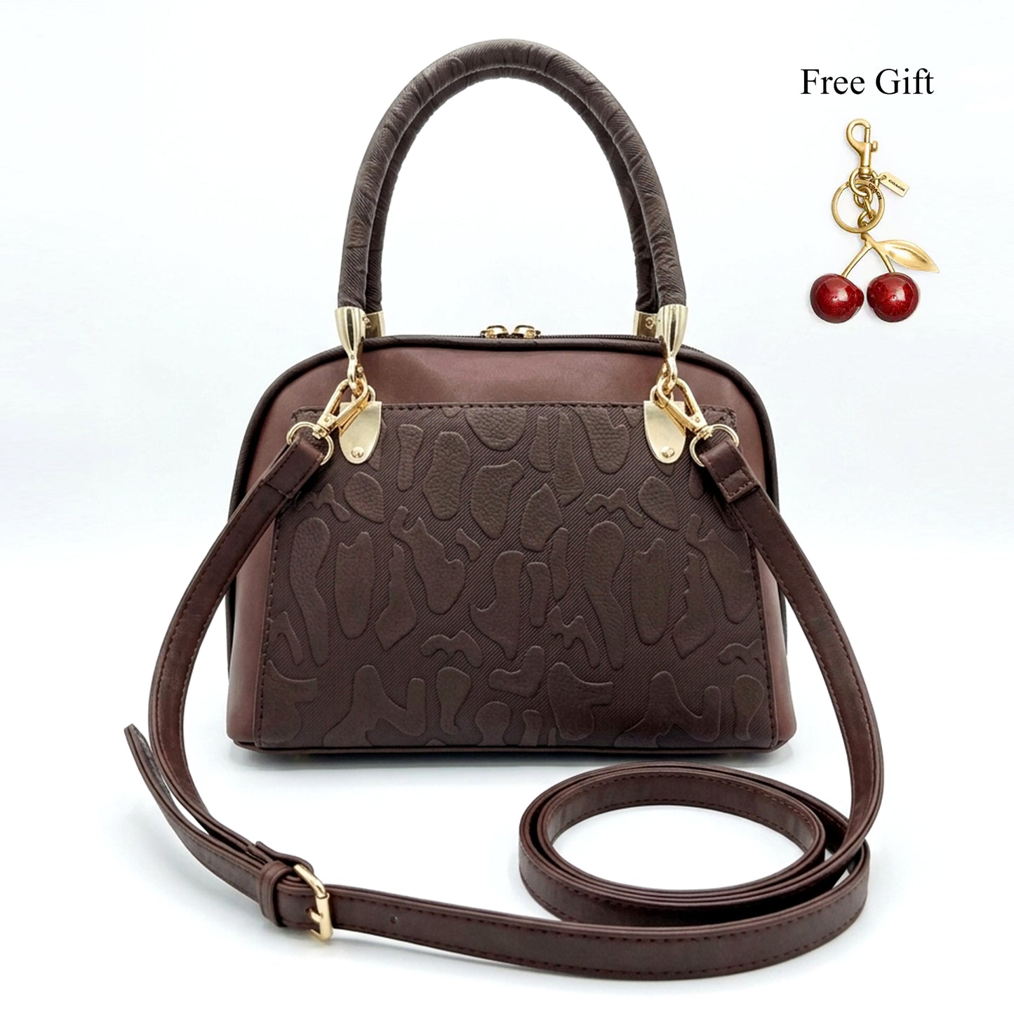Embossed Dome Satchel – Free Cherry Keychain Included