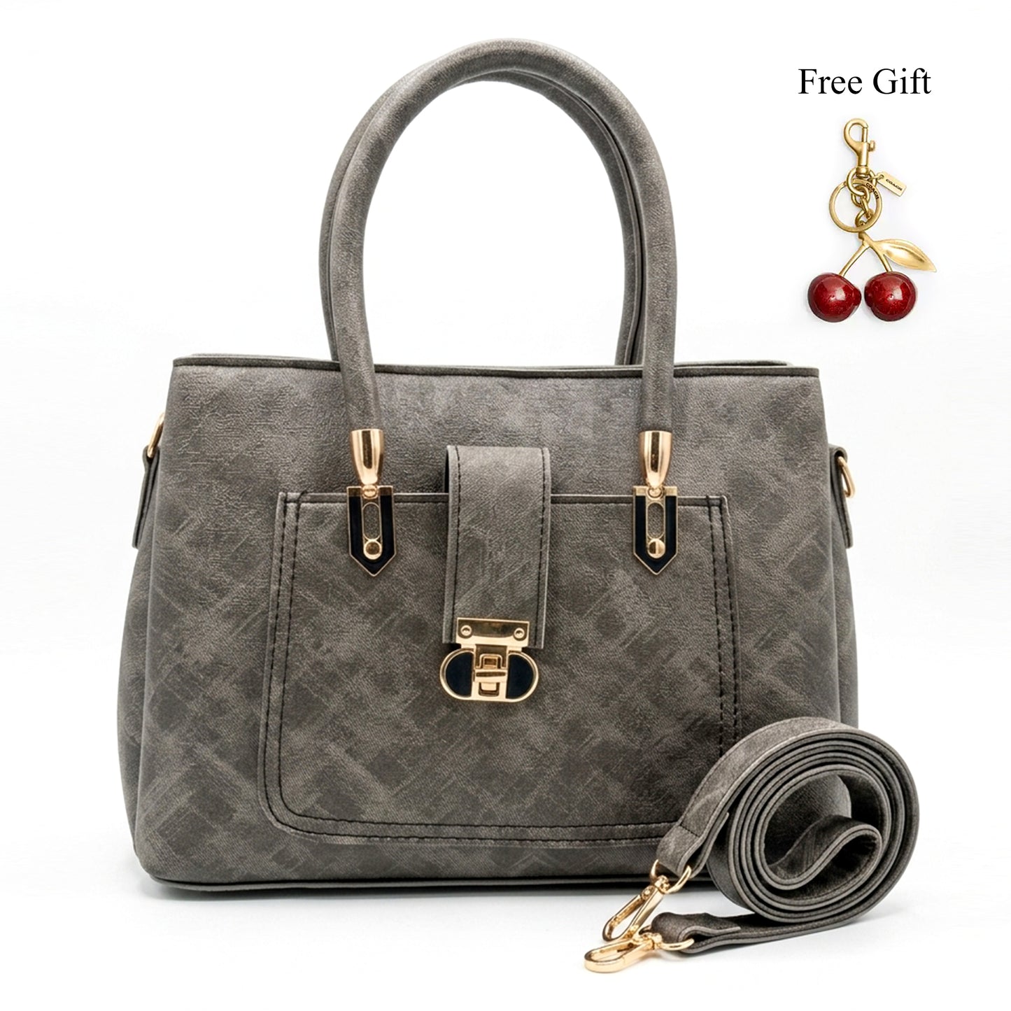 Quilted Lock Satchel – Free Cherry Keychain Included