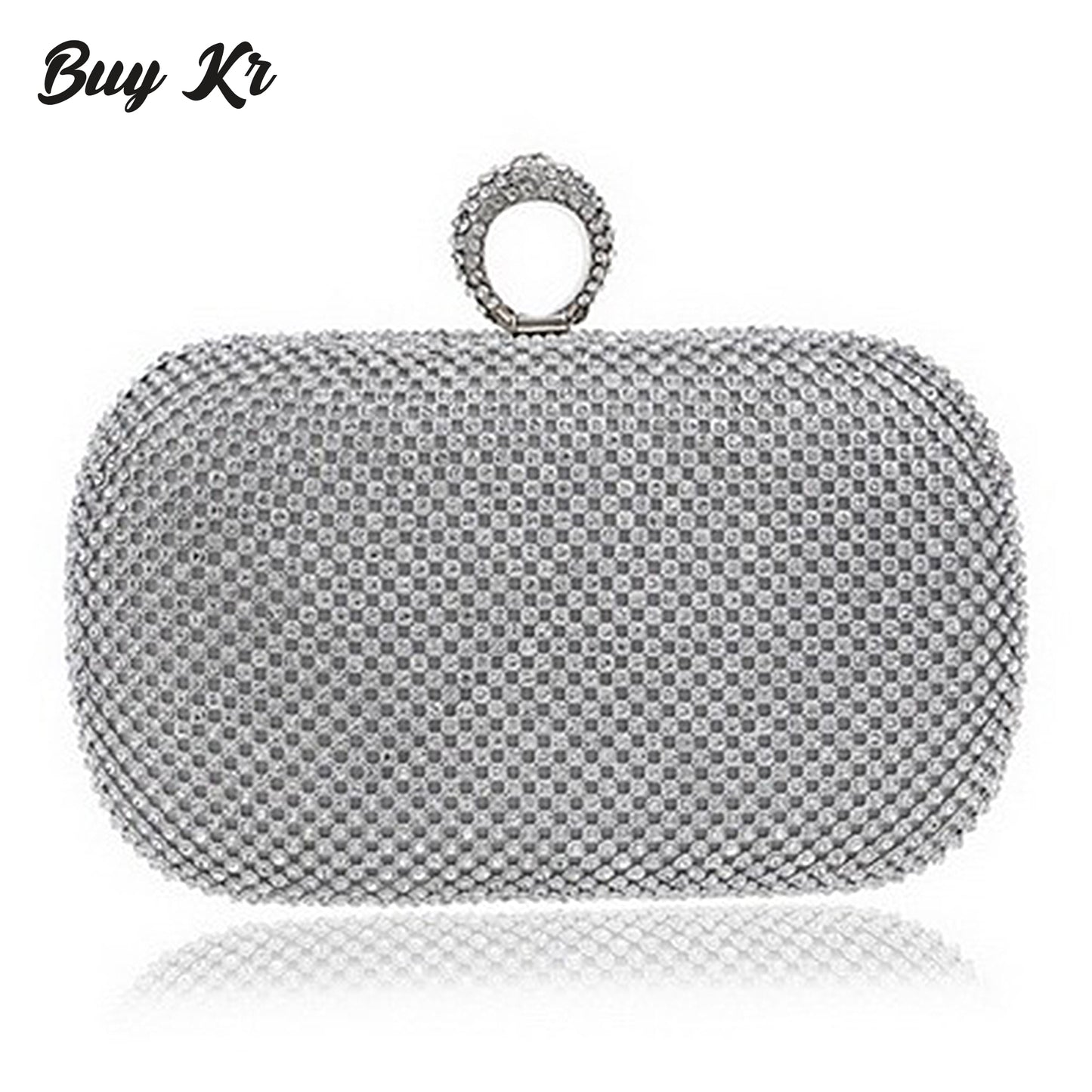 Silver Wedding Clutch Bags Diamond-Studded Evening Bag With Chain Shoulder Bag