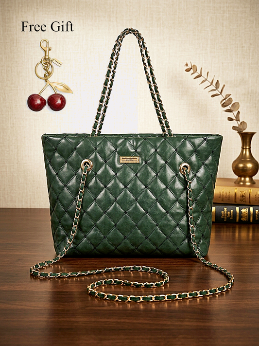 Quilted Chain Tote Bag With Gift