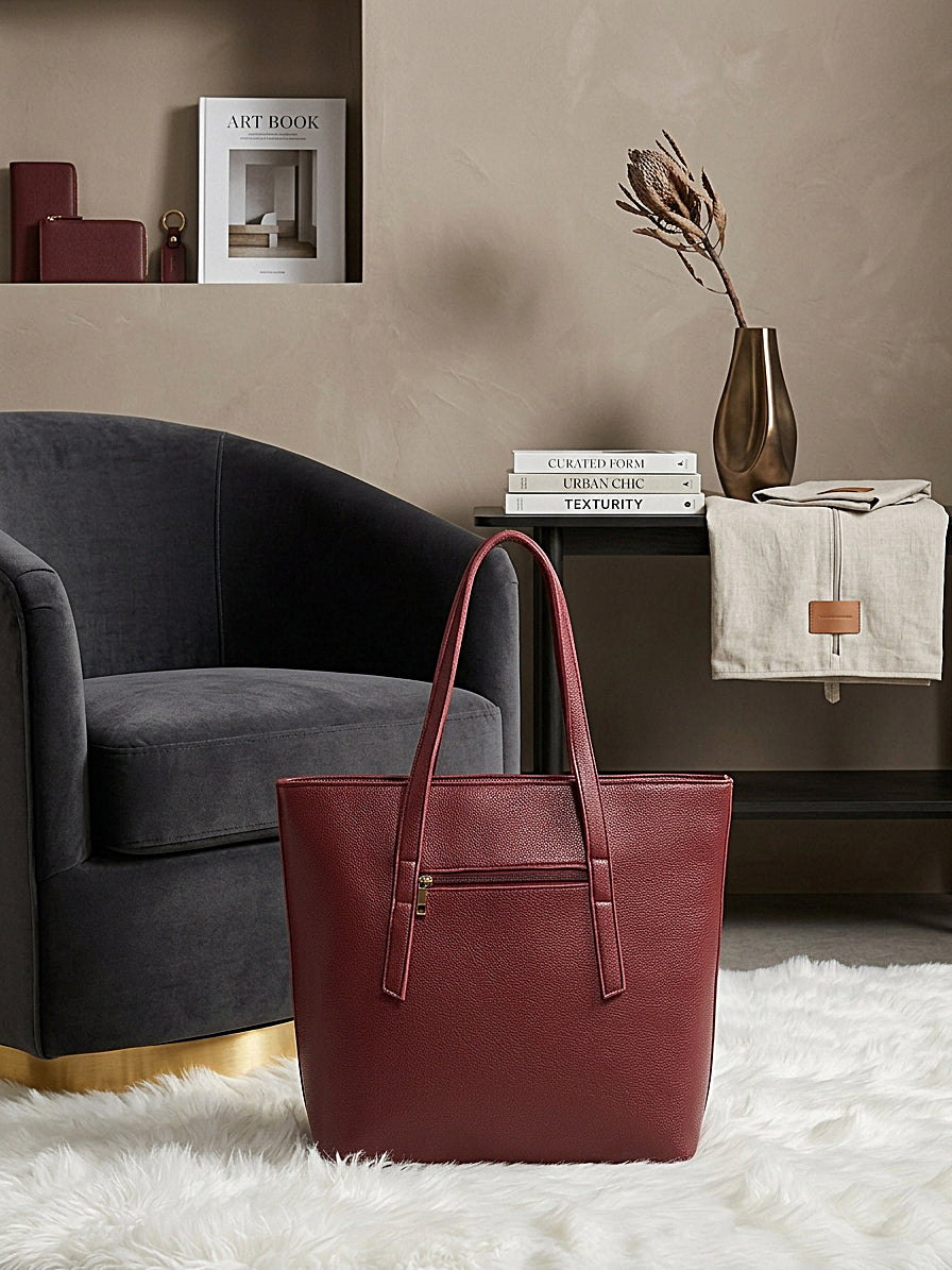 3-Piece Leather Tote Bag Set – Free Cherry Keychain Gift