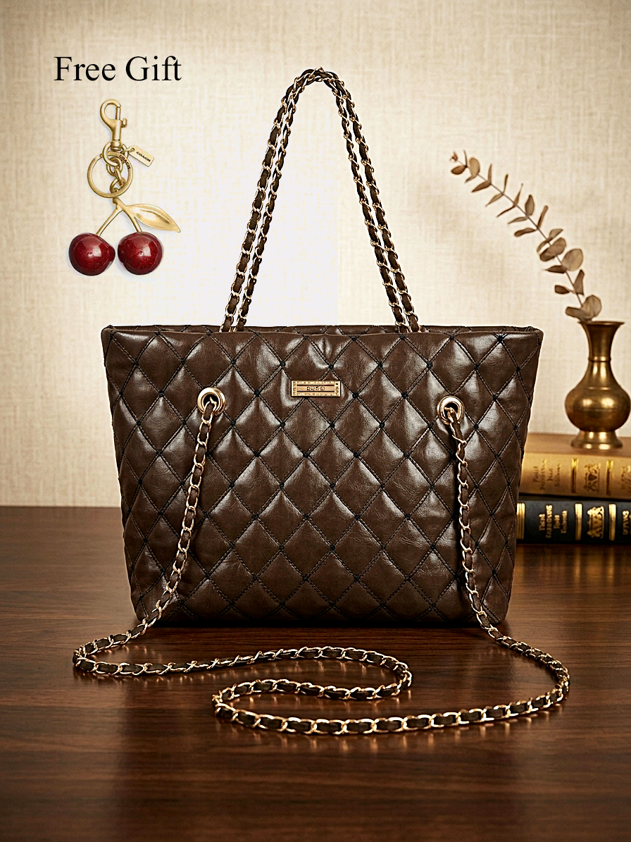 Quilted Chain Tote Bag With Gift