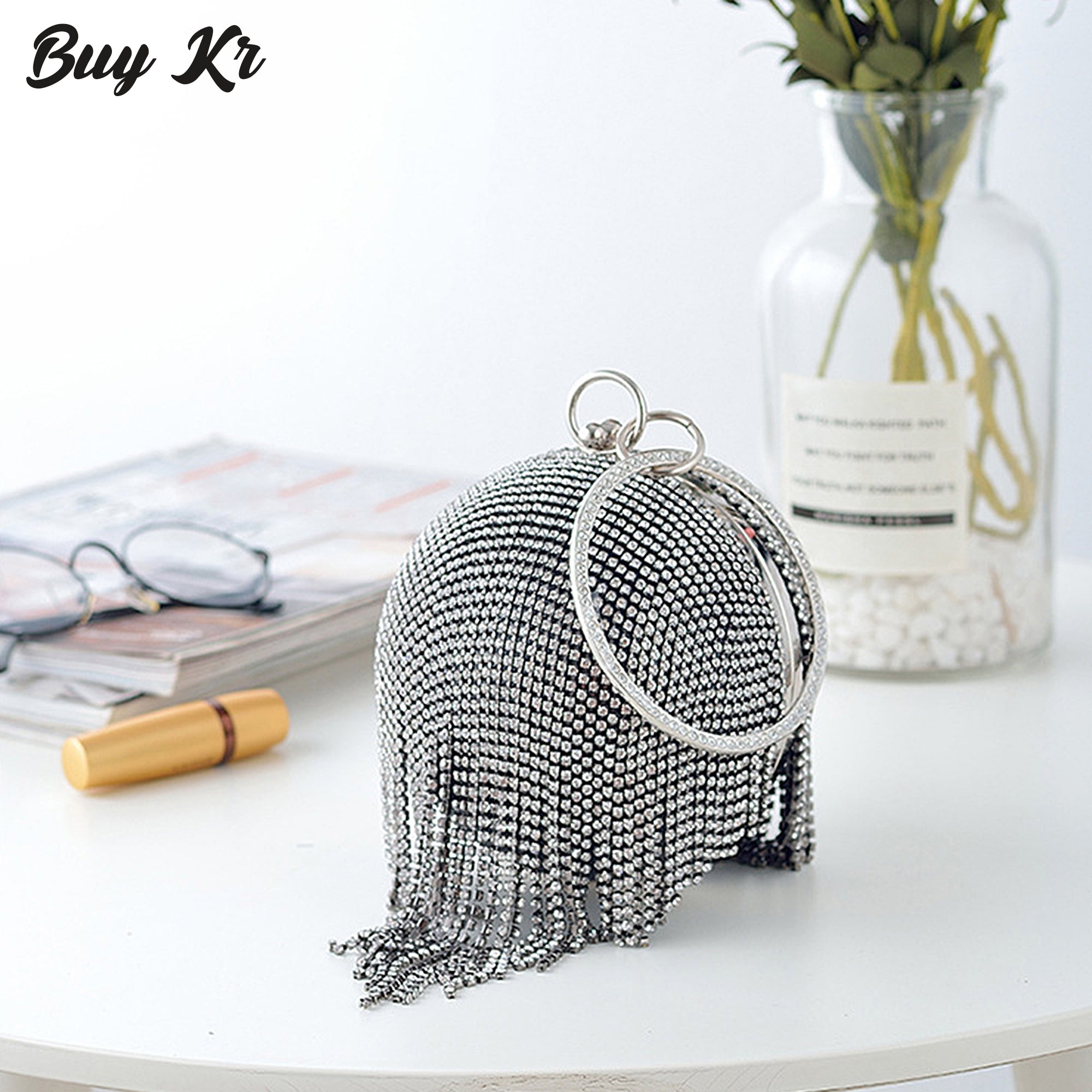 Buy Silver Ball Clutch In Metal With Mesh Design By Pink Cocktail